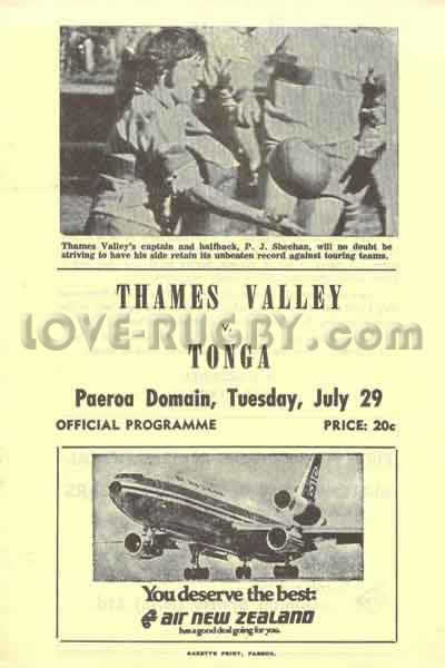 1975 Thames Valley v Tonga  Rugby Programme